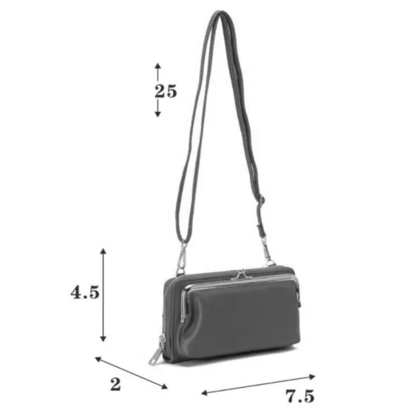 Brown Faux Leather Purse Wallet Cross Body Shoulder Bag Clutch Coin Purse - Picture 8 of 8